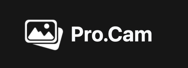 Pro Cam white text on dark background